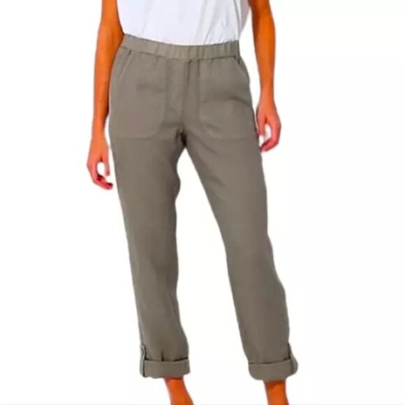 J. Jill Garment Dyed Linen Roll Tab Crop Pants Size XL Petite - Picture 1 of 10